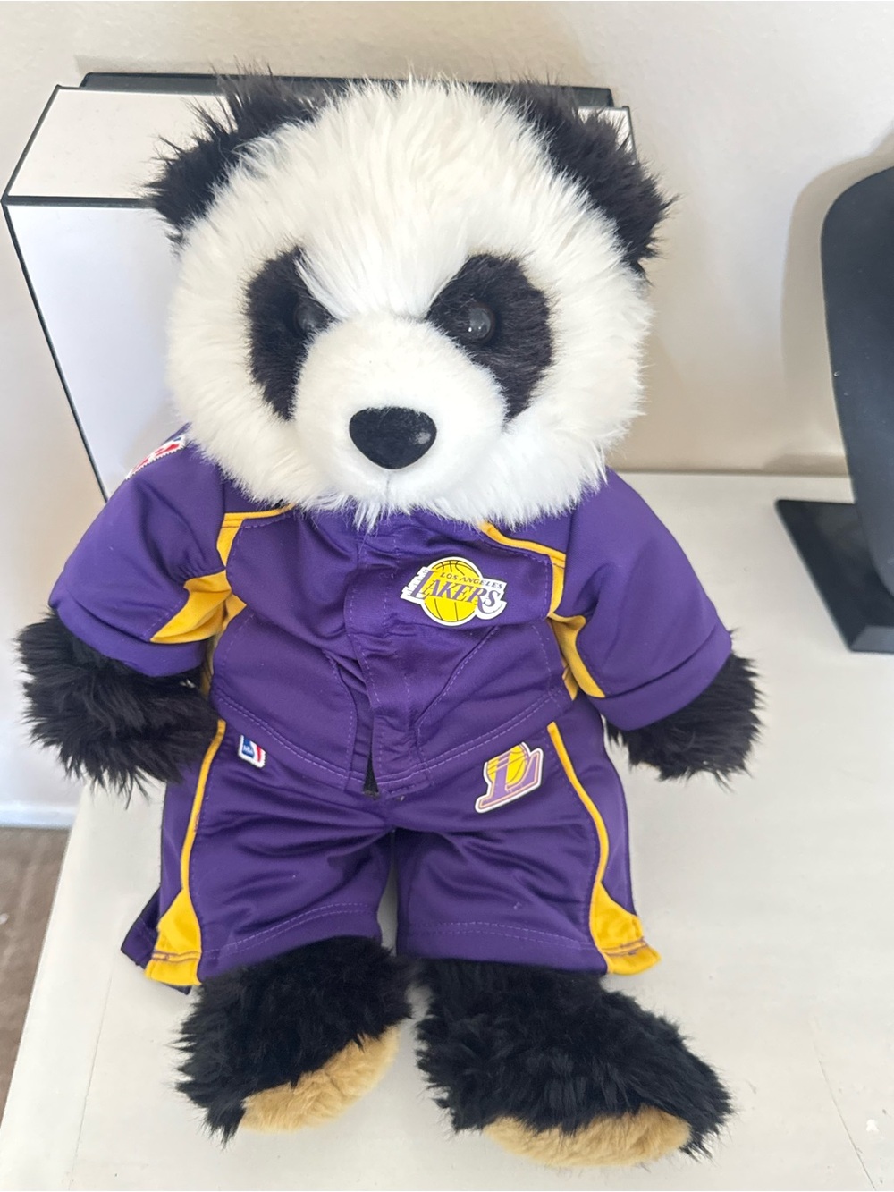 NBA Panda Plush Toy in Purple & Yellow- build-a-bear